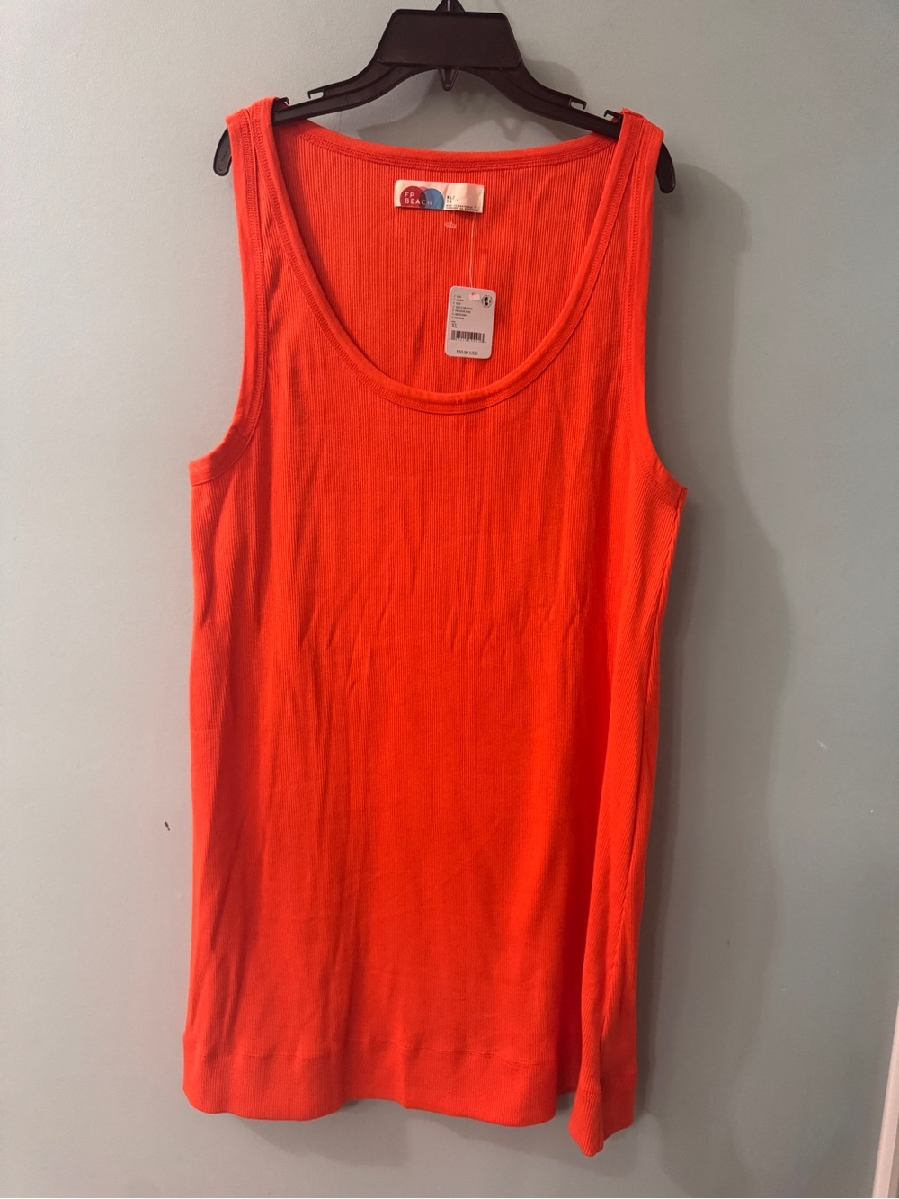 Free People Bright Orange Scoop Neck Knit Tank